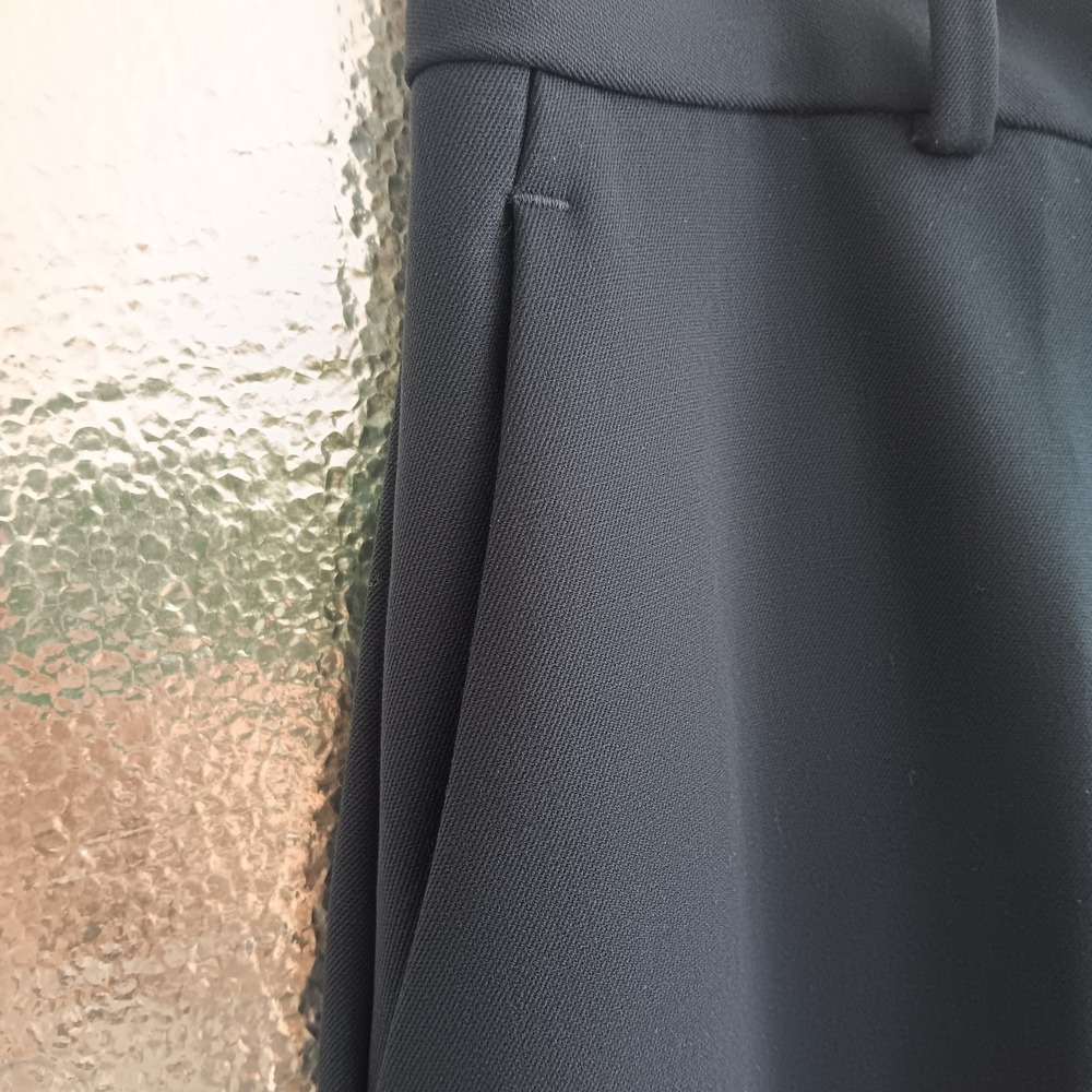 Reiss Gabi Wide Leg Trouser Women 10P Navy New Petite High Rise Twill Pants - Picture 3 of 12